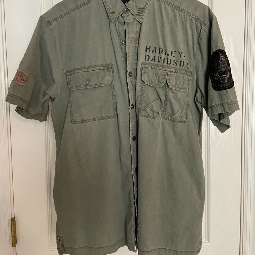 Harley Davidson Military Style Green Sz M